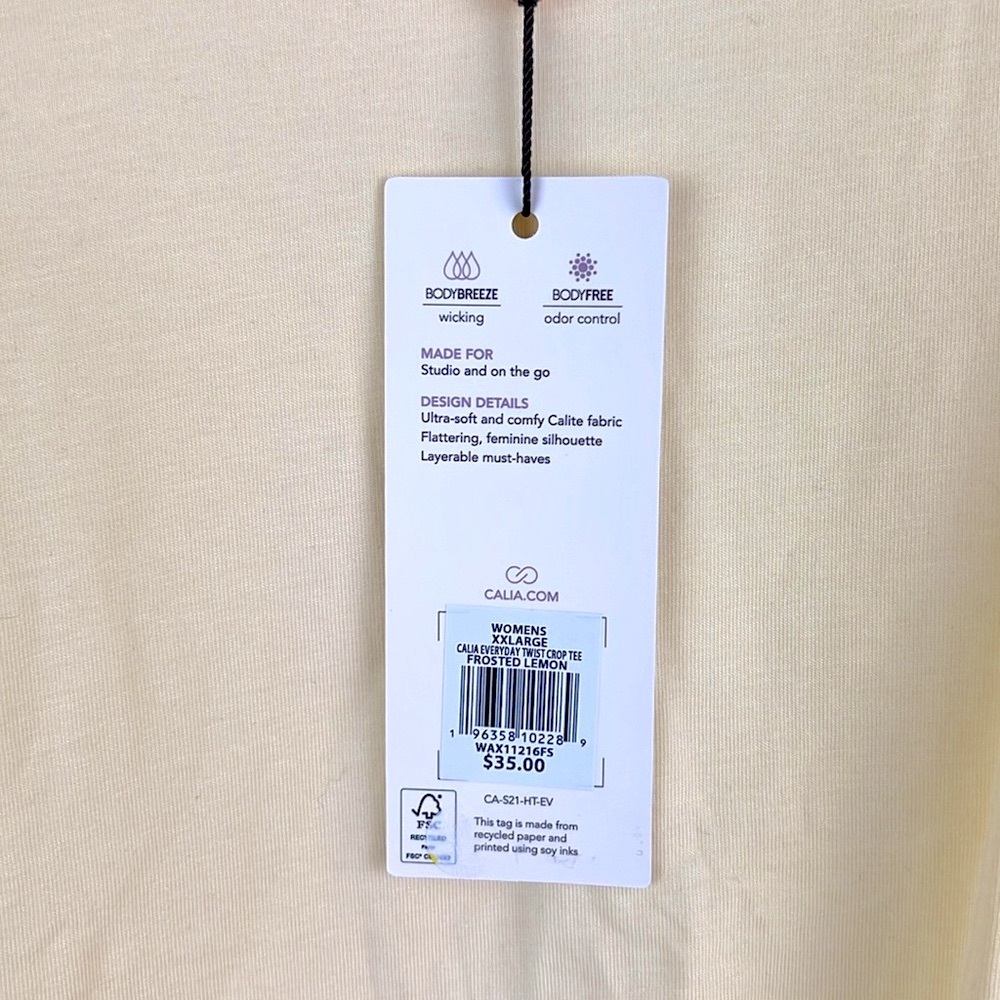 Calia by Carrie Underwood Women's Twist Crop Tee Yellow Women's Size XXL NWT - Picture 4 of 6